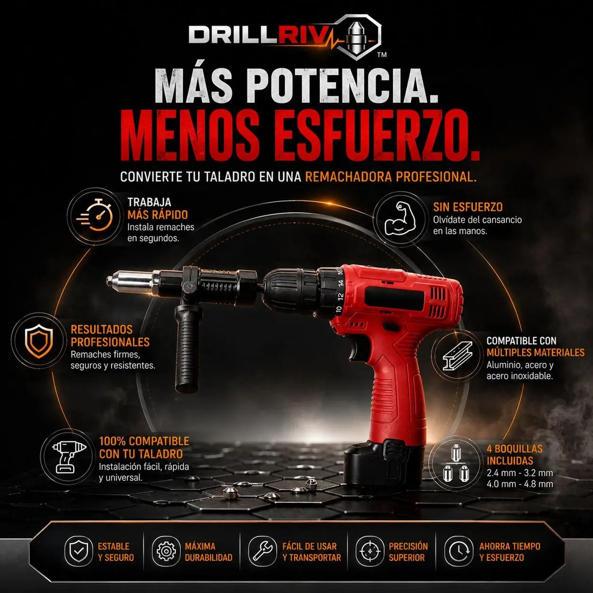ADAPTADOR REMACHADORA PARA TALADRO I DRILLRIV™